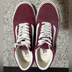 Vans Burgundy and White Women's Sneakers